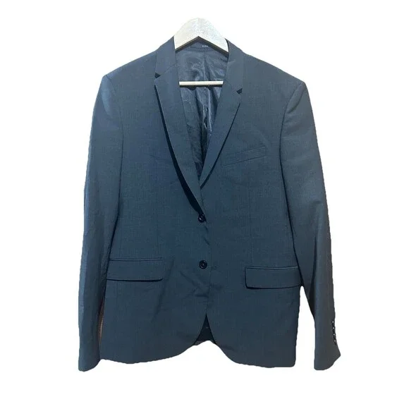 Zara Blazer Essential Jacket Gray Sport‎ Coat Wool Blend Size 40 EUC