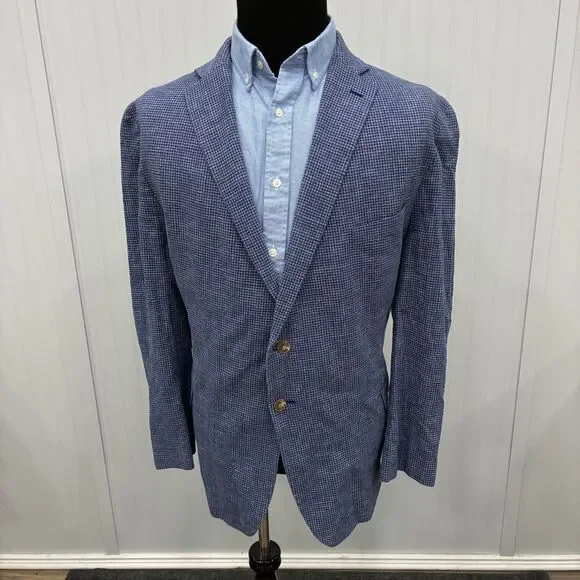 Jos A Bank 1905 Brrr Comfort Blazer 54R Blue Cotton Linen Sport Coat 54 Regular