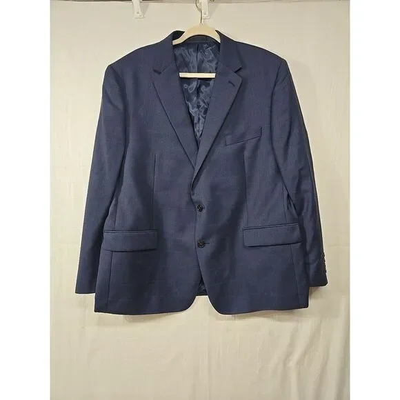 Lauren Ralph Lauren Black Label Blazer Mens‎ 46R Wool Blend Window Pane Navy