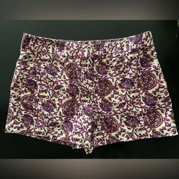 LOFT Purple Floral Linen Chino Shorts sz 4