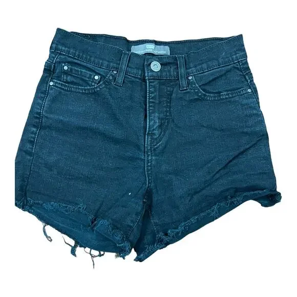 Levis Black Jean Shorts Cut Offs DIY Womens 2 Stretch Denim