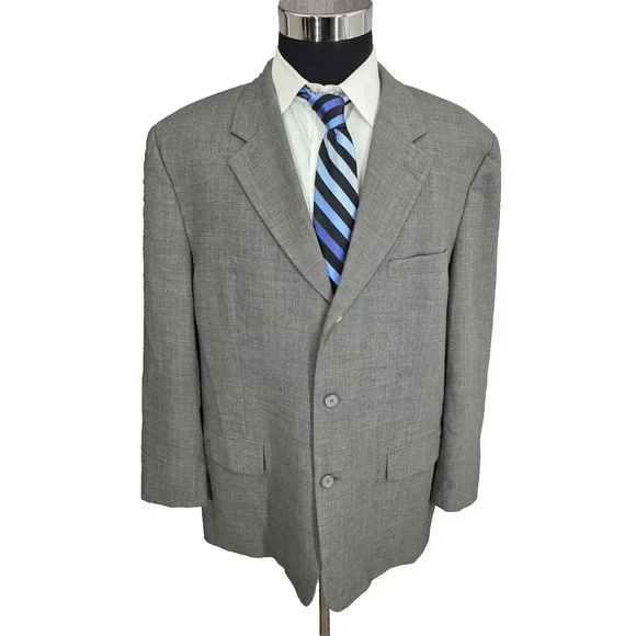 Alfani‎ Blazer Mens 44 Gray Sports Coat jacket 3 Button Notch Lapel Ventless
