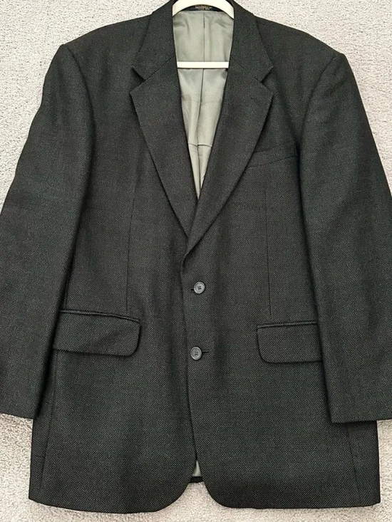 Vintage 90s Oscar De La Renta 100% Wool Dark Green & Brown Blazer Jacket