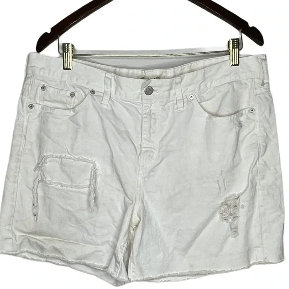 Madewell‎ Destroyed Denim Shorts White