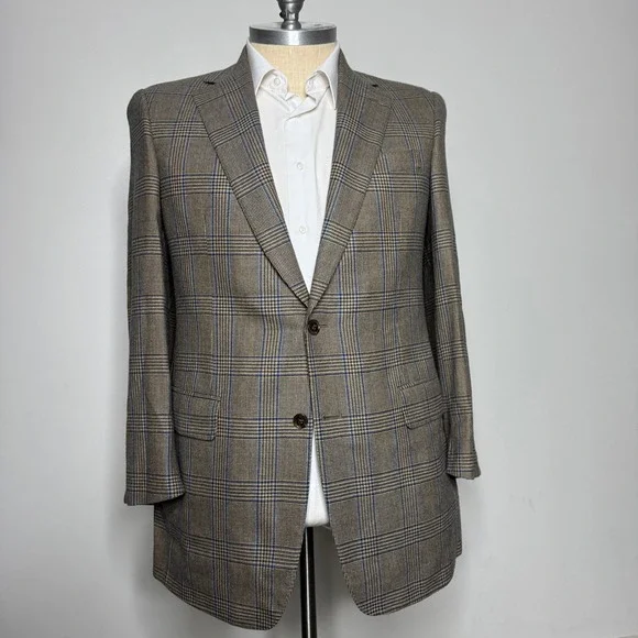 Samuelsohn‎ Super 100s Wool Plaid Blazer Jacket 42L SB Greenwhich