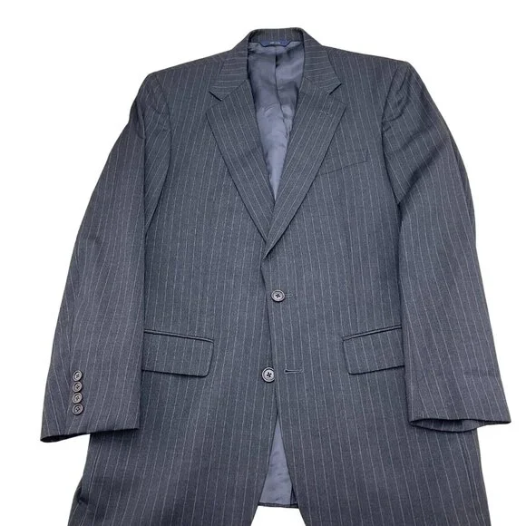 Brooks Brothers Blazer Men‎ 40L Gray White Pinstripe Super 110s Wool VTG