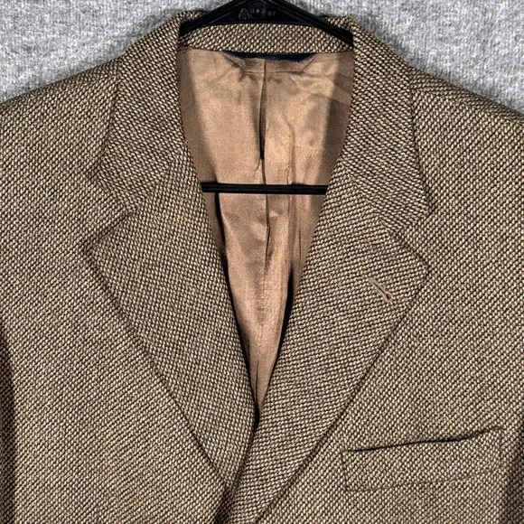 Burberry London Sport Coat Blazer 43R Brown Wool 3 Button Tweed USA Union Made