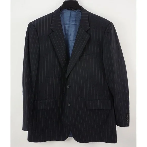 Carroll & Co Beverly Hills Super 130s Jersey Wool Suit Jacket Mens 46L Navy Blue