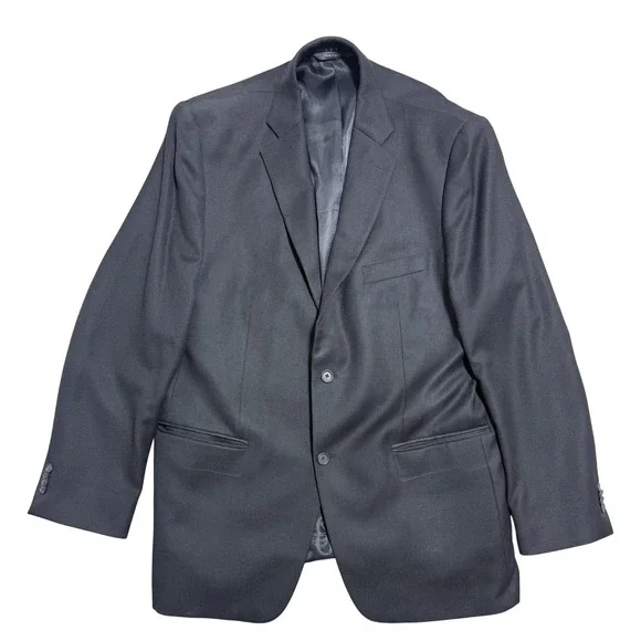 John W Nordstrom Blazer Mens 46L Black Wool Loro Piana Super 120s‎ Sport Coat
