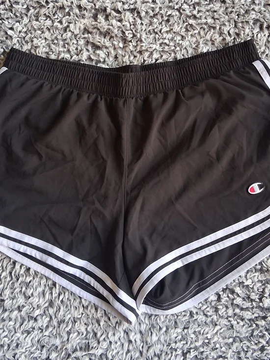 Champion Black Athletic Shorts with White Trim