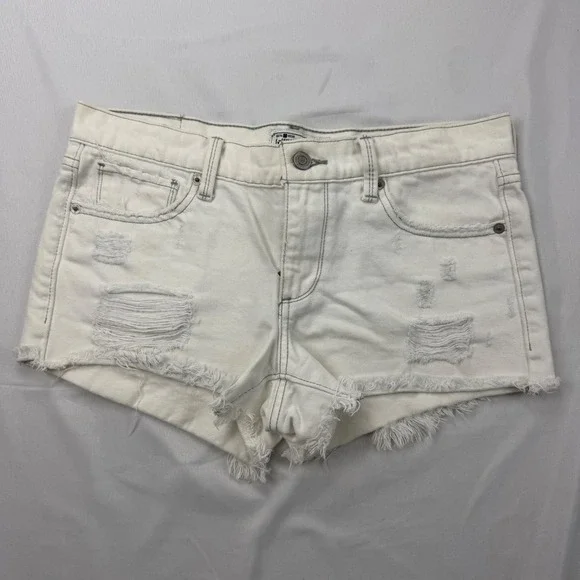 Lucky Brand The Cut Off Shorts Womens 2/26 White Distressed Frayed Denim 7WD1066