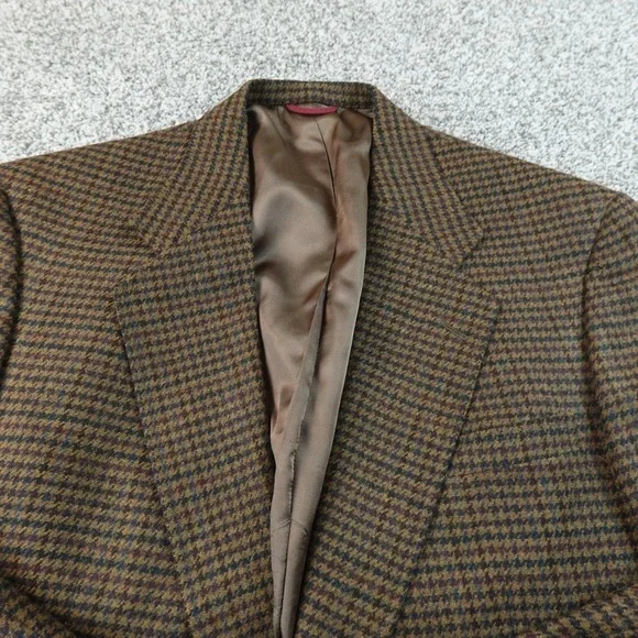 VTG Hart Schaffner Marx Blazer Mens 43L Brown Wool Tweed Sport Coat Jacket USA