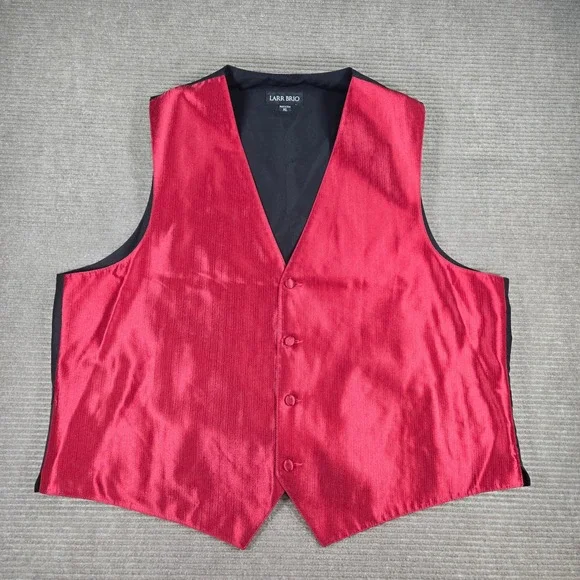 Larr Brio Mens XL Red Textured 4-Button Adjustable Back‎ Formal Suit Vest