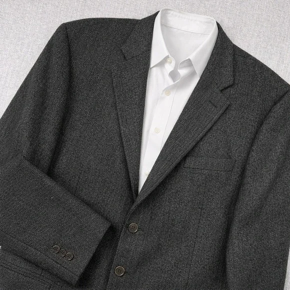 Pronto‎ Uomo Italian Wool Sport Coat Blazer Men 44L Charcoal Tweed Made in Italy