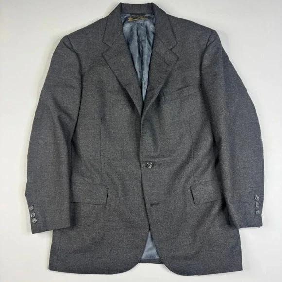 Vtg Brooks Brothers Makers Blazer‎ Mens 41R Charcoal Grey Wool USA Made