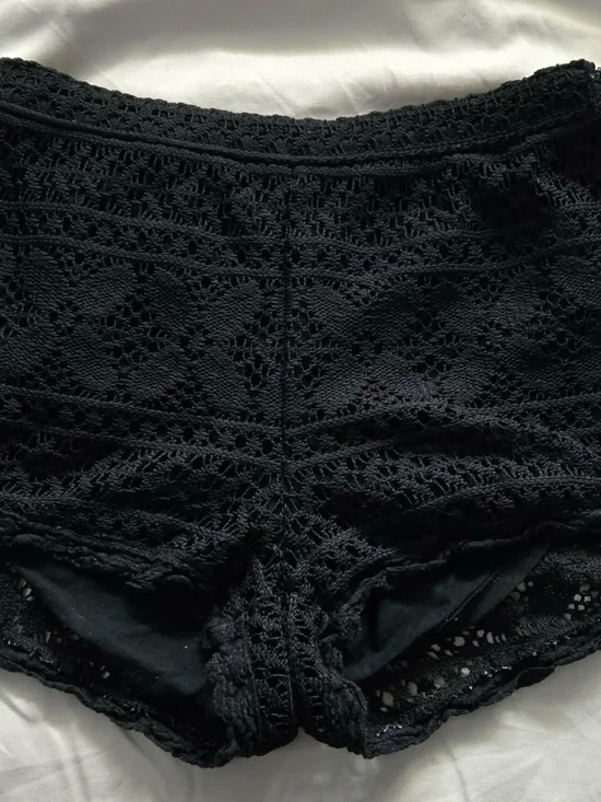 Hollister Black Crochet Lace High-Rise Shorts