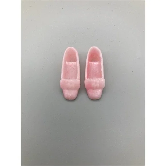 Vintage 70s Barbie FRANCIE Pale Pink PLASTIC SHOES Square Low Heels Hong Kong