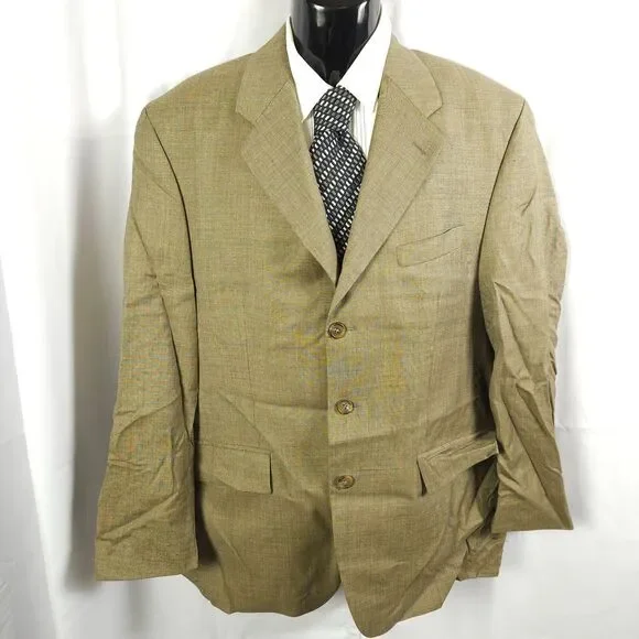 Chaps Ralph‎ Lauren Wool Cashmere Blazer Men's 42R Tan Single Vent