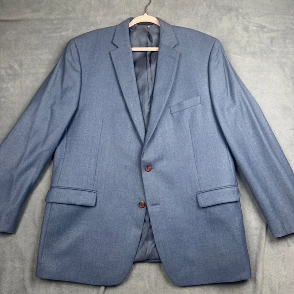 Lauren Ralph Lauren Mens‎ 46L Blue Herringbone Blazer Sport Coat 2-Button Jacket