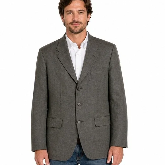 Briar Traditional Apparel Mens Gray 100% Wool 3-Button‎ Blazer Sport Coat 42R