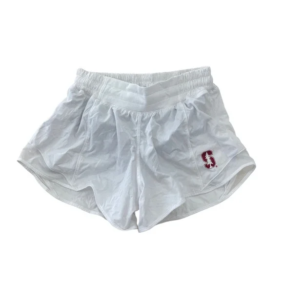 Lululemon Stanford University Tracker Short 2.5 White Running Shorts size 4 0001