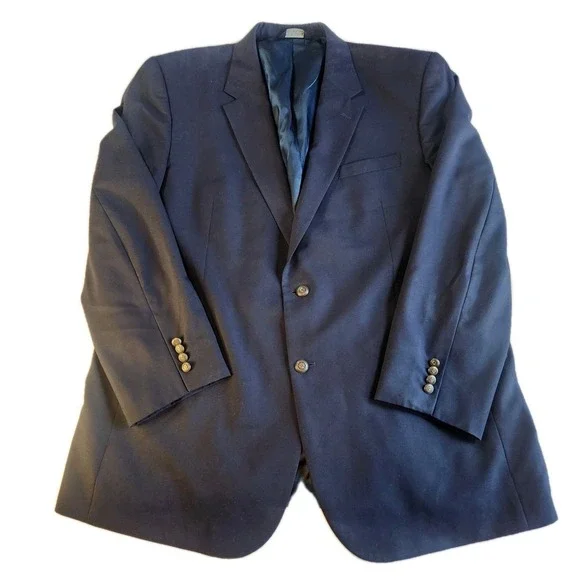 JOS A BANK Navy Wool Blazer Mens 48L Sport Coat Jacket Professional Brass Button