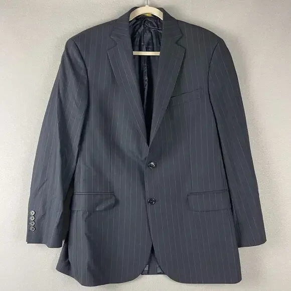 Brooks Brothers 346 Wool Blazer‎ Sport Coat Mens 40R Blue Striped Wool Stretch