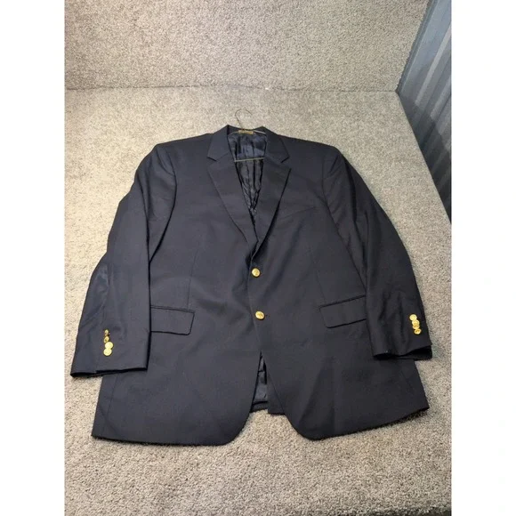 Brooks Brothers‎ 346 Madison Fit Navy Blue Wool Blazer Gold Buttons Mens 46R