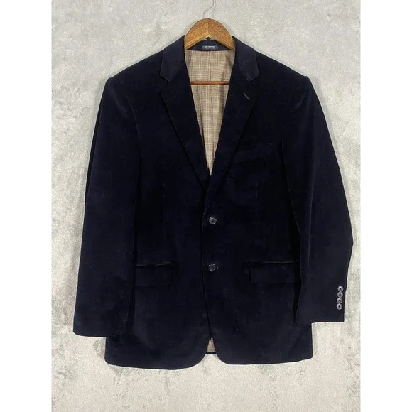 Saddlebred Blazer Mens 40R Black Corduroy‎ Two Button Classic Wedding Career