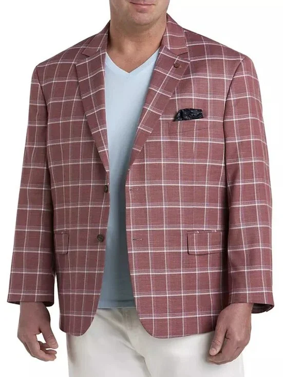 Oak‎ Hill Windowpane Sport Coat Two Button Plaid Size 2XL 50-52 Color Barry