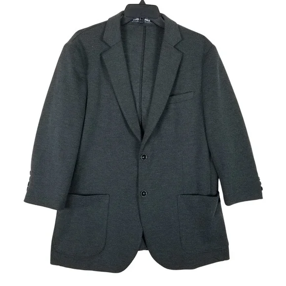 PJ Paul Jones Blazer Mens Size L Grey Textured Knit Two Button Sport Coat