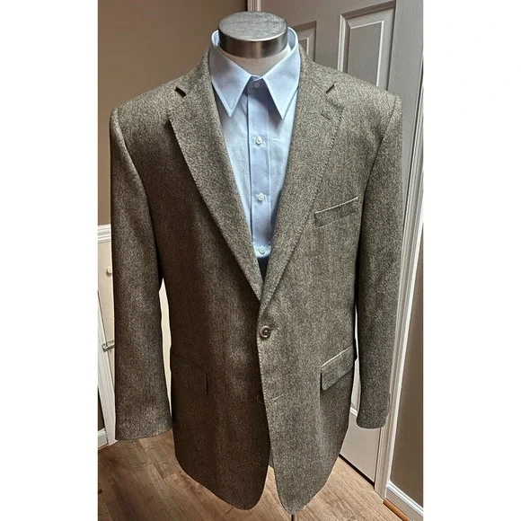 Jos A Bank Wool‎ Cashmere Blend Blazer Sport Coat Mens 44 Long Tweed