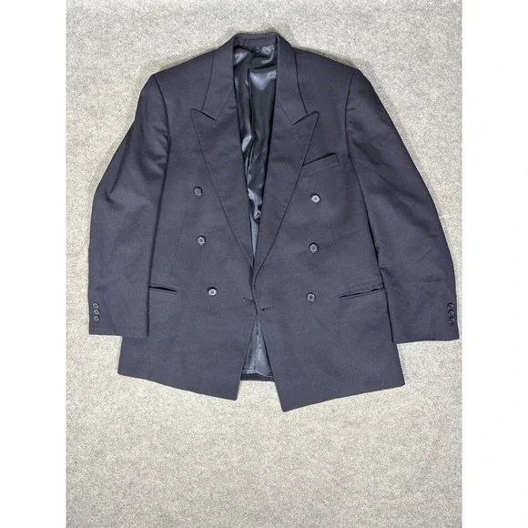 Tallia Uomo‎ Mens Blazer Navy Blue 100% Pure Wool Double Breasted Peak Lapel 42R