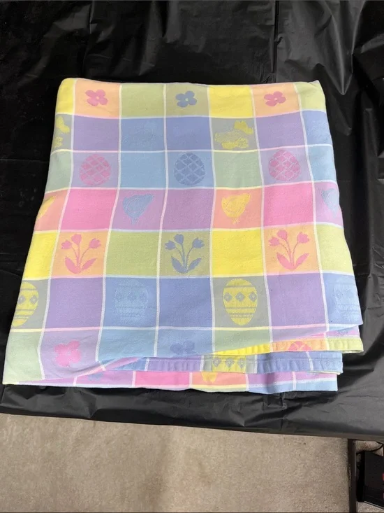 Easter Pastel Patchwork Tablecloth- Pink, Yellow, Blue, Green
