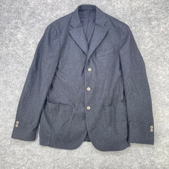 Corneliani CC Collection Blazer Men US 40R EU50 Gray Herringbone Wool Blend Coat