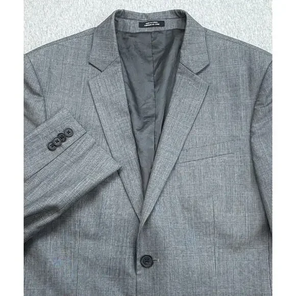Express Blazer Mens 38R‎ Glen Plaid Wool Blend Stretch 2-Button Single Breast