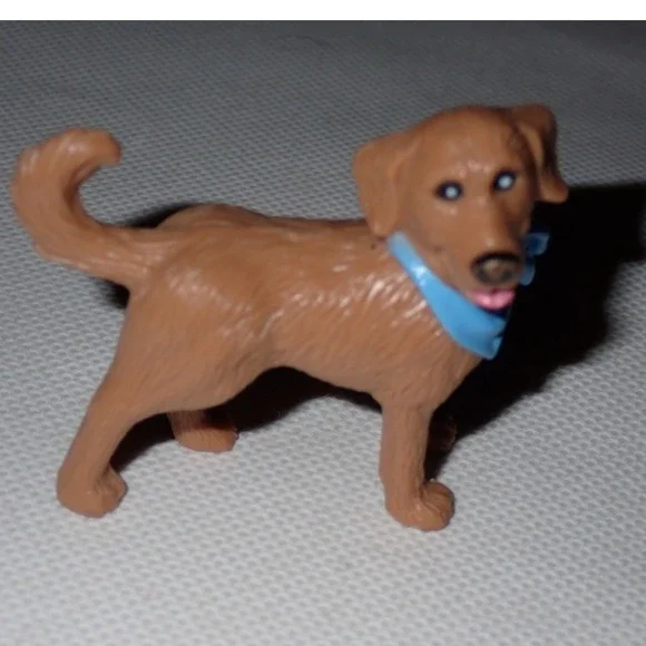 Fisher Price Loving Family Brown Dog w/ blue bandana Dollhouse Figure Vintage