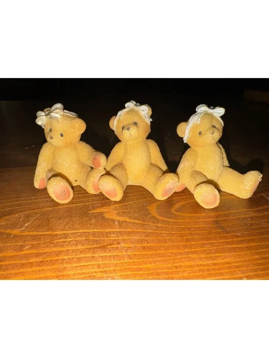 Set of 3 1998 Enesco Cherished Teddies Avon Exclusive Birthstone Figures 2 inch