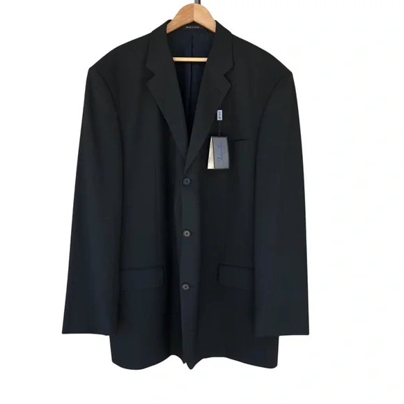 Traveler by Lacrosse Wool Lycra Wrinkle Resistance‎ Black Jacket Blazer 52 XL