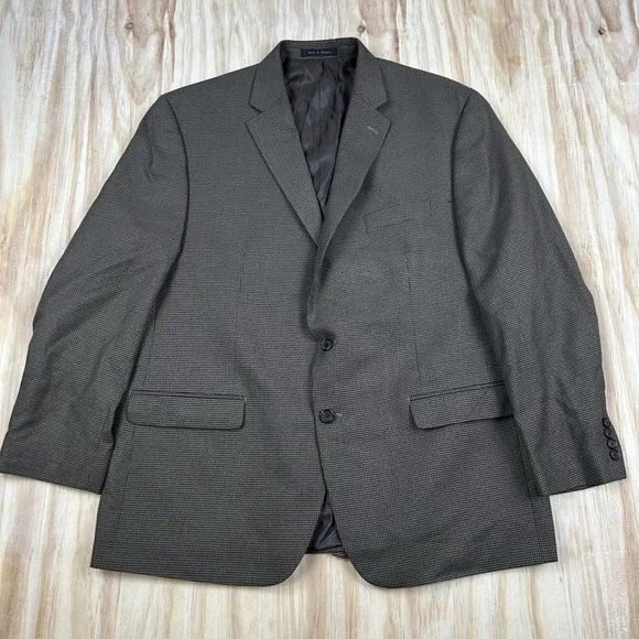 Lauren Ralph Lauren Blazer Mens 48R Brown Houndstooth Sport‎ Coat Jacket