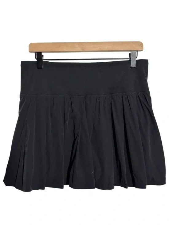 WAS20 {JoyLab} Black Pleated Elastic Waist Tennis Golf Skort