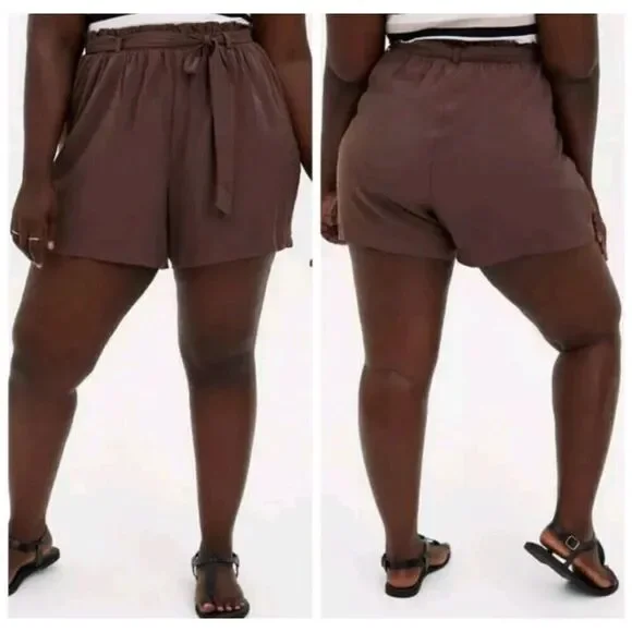 Torrid‎ Brown Mid Rise Paperbag Waist Shorts 2X