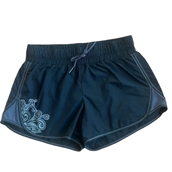 Athleta Paisley Print Black Running Shorts Size Small