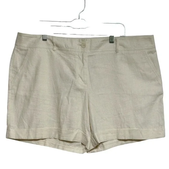 Apt 9 Torie Shorts Women Cream Linen Blend Cuffed Mid Rise Coastal Grandma 18