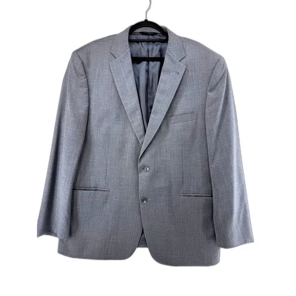 Jos. A. Bank Signature Collection Mens 46R Grey 100% Wool 2-Button Blazer Jacket