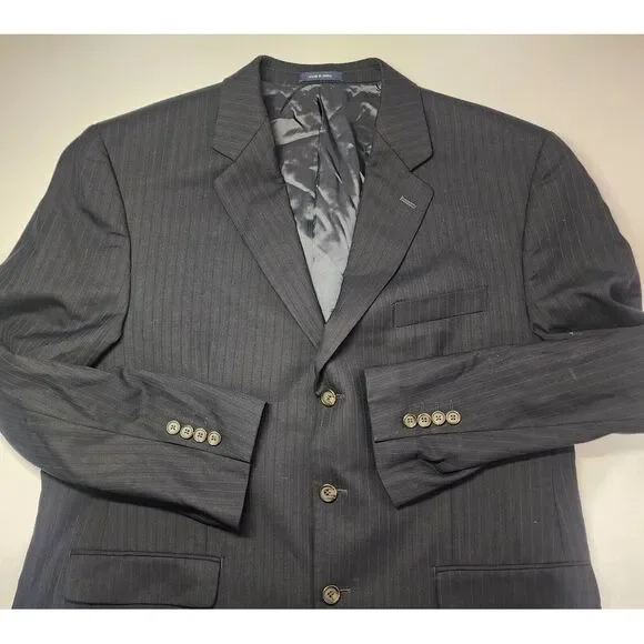 Ralph Ralph Lauren Mens Size 46R 100% Wool Blue Striped‎ Blazer with Vest