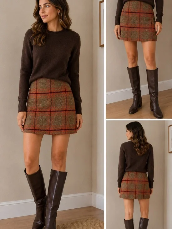 HYFVE Plaid skirt preppy size L  NWT