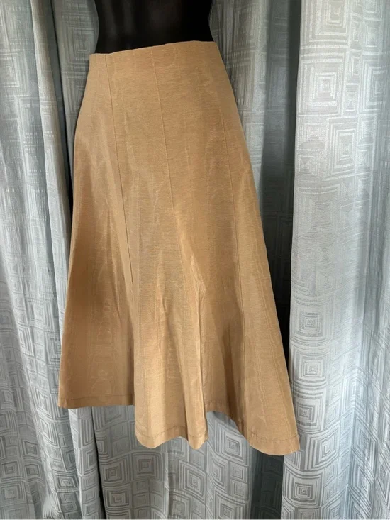 Vintage  50s golden taffeta rayon blend midi skirt Sz Sm 6