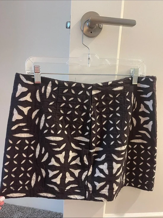 Mango Black and White Laser-Cut Mini Skirt