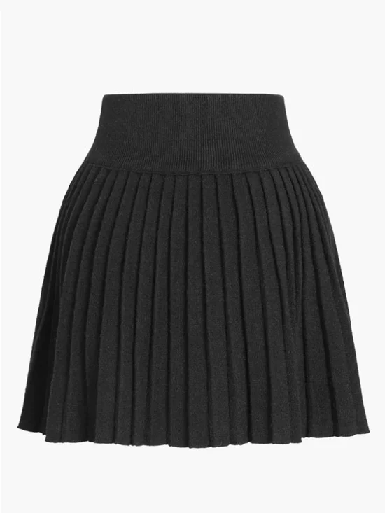 Commense Pleated Knit Mini Skirt - Black Size Medium